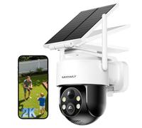 Mrowly 2K Camara Vigilancia WiFi Exterior Solar, Camara de Vigilancia con Batería Recargable, 3MP Vision Nocturna Color, 360°PTZ, Detección de Movimiento PIR, 2.4GHz, IP65
