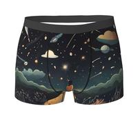 MROWYC Calzoncillos tipo bóxer para hombre, suaves y transpirables, con estampado de oración bajo el cielo estrellado, adecuados para el uso diario en casa., Negro, XXL