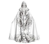 MROWYC Capa con capucha estampada de Head of the Beast, disfraz de cosplay para fiesta de vacaciones, capa temática de mascarada