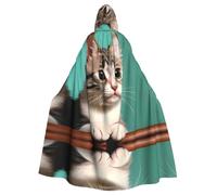 MROWYC Capas estampadas de un gato curioso, disfraces de Halloween, carnaval, cosplay, capas que se transforman en foco de fiesta