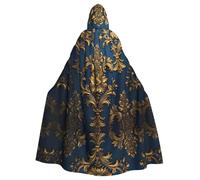 MROWYC Damasco sobre capas con patrón azul, disfraces de Halloween, carnaval, cosplay, capas que se transforman en foco de fiesta
