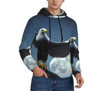 MROWYC Eagle under the stars - Sudadera con capucha para hombre con bolsillos con cordón, manga larga, chaqueta deportiva casual, Negro, M