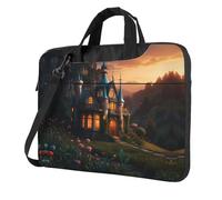 MROWYC Elegante bolso cruzado para portátil con estampado de cuentos de hadas, maletín de negocios de doble propósito, gran capacidad de almacenamiento, Black, 14 inch