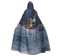 MROWYC Elegante capa con capucha con estampado de cuento de hadas de invierno, disfraz de fiesta de vacaciones/carnaval