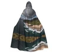 MROWYC Elegante capa con capucha con estampado de península de Dingle, disfraz de fiesta de vacaciones/carnaval