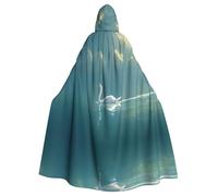 MROWYC Elegante capa con capucha con estampado del río ganso medio, disfraz de fiesta de día festivo o carnaval
