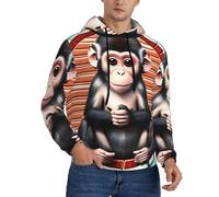 MROWYC The silent monkey - Sudadera con capucha para hombre con bolsillos con cordón, manga larga, chaqueta deportiva casual, Negro, M