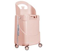 MRPLUM Equipaje de paseo con asiento para niños y adultos con cinturón de seguridad, carcasa dura, ruedas giratorias ligeras, equipaje de viaje con bloqueo TSA, 20 pulgadas, color rosa, Pink, equipaje