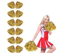 Mrracxy Pompones de Animadora, 12 Piezas Cheer Leader Poms Animadora Poms, Cheerleading Pom Poms Metallic Cheers Bola de Flores con Mango, para Competición Deportiva, Celebración Navideña