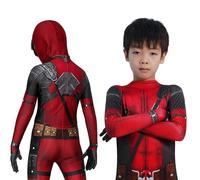 MRRTIME 2024 Halloween Heroes Jumpsuit Cosplay Costume 3D Print Bodysuit Outfit with Headwear for Boys Outfitsuit daadpol costume for kids deadpol deadpoo costume kids 10-12 (rojo-02, 120)