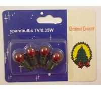 MRS CHRISTMAS 4 Red Push In Spare Bulbs for 140 Berry Light Set 7v 0.35w