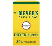 MRS. MEYER'S CLEAN DAY Hojas para secadora, suavizante de telas, reduce la estática, infundidas con aceites esenciales, madreselva, 80 unidades