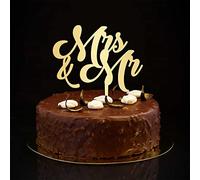 Mrs & Mr - Decoración rústica para tartas de compromiso de boda, silueta dorada, personalizada, elegante, para novia y novio, suministros de despedida de soltera, regalos de compromiso para parejas, 6