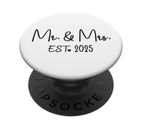 Mrs. Mr. EST 2025 Just Married Promoved To Mr, Mrs Wedding PopSockets PopGrip Adhesivo