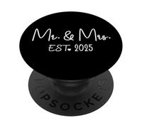 Mrs. Mr. EST. 2025 Recién Casados promovidos a Mr, Mrs Wedding PopSockets PopGrip Adhesivo