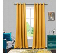 Mrs.Naturall Cortinas Opacas de Color Amarillo Mostaza para Dormitorio, Sala de Estar, Cortinas Modernas de Mediados de Siglo para decoración del hogar Brillante de Verano