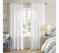 Mrs.Naturall Juego de 2 cortinas de lino de encaje para sala de estar, dormitorio, bolsillo para barra, filtro de luz semitransparente, vintage, para puerta corrediza de cristal, estilo granja, 52x102