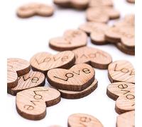 . Mrs Wooden Hearts Mini Mini Madera en forma de corazón Confeti de mesa con patrón de amor para bodas Decoración 100pcs, Mr y Mrs Signs