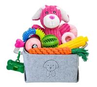 MRSOHRET 20 juguetes masticables para cachorros para dentición, juguetes masticables para perros con juguetes de cuerda, cepillo de dientes para mascotas, bolas de golosinas, juguetes de peluche y