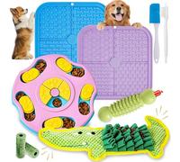 MRSOHRET Juego de 9 rompecabezas interactivos para perros, juguetes de enriquecimiento mental para perros inteligentes pequeños a medianos, incluye alfombrilla para lamer con ventosas y alfombrilla de