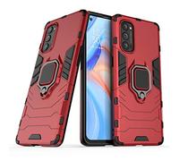 MRSTER - Carcasa para OPPO Reno4 Pro 5G, Doble Capa Reforzada, protección contra Golpes, Armadura, Funda con 360 rotación Anillo Soporte para OPPO Reno4 Pro 5G. HB Red