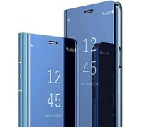 MRSTER Funda Compatible con Samsung Galaxy S21 Ultra Carcasa Espejo Mirror Flip Caso Clear View Standing Cover Mirror PC + PU Cover Protectora Cubierta para Galaxy S21 Ultra. Flip Mirror: Blue
