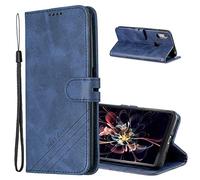 MRSTER Funda para Huawei Y6 2019, Simple y Elegante Funda Protector Carcasa PU Leather con TPU Silicona Case Interna Suave para Huawei Y6 2019 Smartphone. Retro Blue