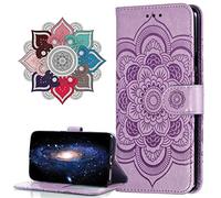 MRSTER Funda para Moto E5 Play Go, Estampado Mandala Libro de Cuero Billetera Carcasa, PU Leather Flip Folio Case Compatible con Motorola Moto E5 Play Go. LD Mandala Purple