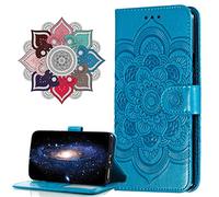 MRSTER Funda para Sony Xperia 1, Estampado Mandala Libro de Cuero Billetera Carcasa, PU Leather Flip Folio Case Compatible con Sony Xperia 1. LD Mandala Blue