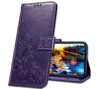 MRSTER Funda para Xiaomi Redmi Note 8, Funda Libro Xiaomi Redmi Note 8, Funda con Tapa Xiaomi Redmi Note 8 Magnético Carcasa para Xiaomi Redmi Note 8. Luck Clover Purple