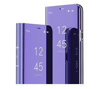 MRSTER Funda Samsung Note 20 Carcasa Espejo Mirror Flip Caso Clear View Standing Cover Mirror PC + PU Cover Protectora Cubierta para Samsung Galaxy Note 20 5G 5G. Flip Mirror: Purple