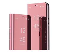 MRSTER Funda Samsung Note 20 Ultra Carcasa Espejo Mirror Flip Caso Clear View Standing Cover Mirror PC + PU Cover Protectora Cubierta para Samsung Galaxy Note 20 5G Ultra. Flip Mirror: Rose Gold