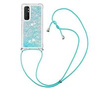MRSTER Lanyard - Funda para Xiaomi Mi Note 10 Lite, Carcasa líquida con Purpurina, Silicona antigolpes, Kawaii, Funda con Cordaje para Xiaomi Mi Note 10 Lite. LP Star Blue