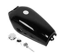 MRSTORY Motocicleta Universal Bright Bright Black Retro Combust Tank con Interruptor de Cubierta Material de Hierro de Capacidad de 9 Litros para CG125