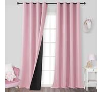 MRTREES Cortina Blackout Largas Salon Modernas 2 Piezas, 140x260 cm, Cortina Rosa Dormitorio Infantiles Niña Cortinas Opacas Termica Aislante Antiruido Lindas Cortinas de Casa con Ojales