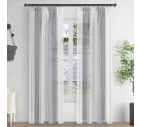 MRTREES Cortina para riel Cortinas Cocina largas, Rayas Anchas Verticales, Cortinas Salon 2 Piezas Blancas Grises 2X A140xL245CM translucida