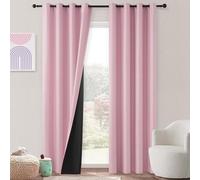 MRTREES Cortina Térmica Acustica Antiruido Rosa Infantiles Niña Cortinas Dormitorio Opacas Modernas 2 Piezas, 140x240 cm, Cortina Aislante Frio con Ojales 100% Blackout
