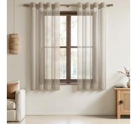 MRTREES Cortinas Beige Modernas con Ojales para Cocina y Salon, 140x120 CM, 2 Piezas, Cortinas Cortas para Ventanas Translucidas Dormitorio Comedor Elegantes y Decorativas