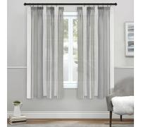 MRTREES Cortinas Cocina, Rayas Anchas Verticales, Cortina Exterior terraza habitacion Blancas Gris Oscuro 2X A140xL145CM semiopacas