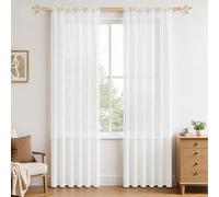 MRTREES Cortinas de Gasa Blancas traslúcidas caída 2 Paneles de Cortina de Gasa con Bolsillo para Barra para Puerta y Dormitorio, 142X206 cm