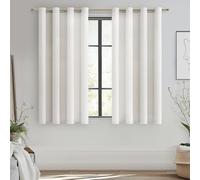 MRTREES Cortinas de Lino para Habitación Matrimonio e Infantil, Niña Blanco Marfil 2 Piezas, 140x180 CM, Translucidas Modernas Visillo con Ojales Lindas Cortinas de Casa
