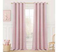 MRTREES Cortinas Dormitorio Infantiles Niña Opacas 2 Piezas Rosa Claro 140X260 CM, Cortinas Salon Blackout Termicas Aislantes Frio y Calor Cortina con Ojales para Ventana Comedor Habitacion
