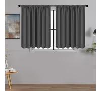 MRTREES Cortinas impermeables para ventanas de cocina, cortinas opacas térmicas con bolsillo para barra para cocina, caravana, litera, baño, 2 paneles 75 x 75 cm, 30 x 30 pulgadas, antracita