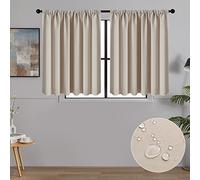 MRTREES Cortinas Opacas Beige Cortinas Termicas Aislantes Frio y Calor Modernas Cortina Cortas para Salon Dormitorio Cocina Habitación con Rod Bolsillo 2 Piezas 120×60cm(Ancho x Alto)
