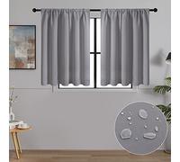 MRTREES Cortinas Opacas Gris Claro Cortinas Termicas Aislantes Frio y Calor Modernas Cortina Cortas para Salon Dormitorio Cocina Habitación con Rod Bolsillo 2 Piezas 60×90cm(Ancho x Alto)
