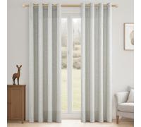 MRTREES Cortinas Rusticas de Lino Natural para Salón Dormitorio Habitacion 2 Piezas Visillos Translucidas con Ojales para Ventanas Cortinas Infantiles Niño Niña, 140x200 CM, Blanco Roto
