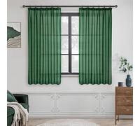 MRTREES Cortinas Verdes Salón Translúcidas 140x175cm (An x Al) 2 Piezas Cortinas con Cinta Fruncida Avec Estilo Boho, para Riel de Cortina, Ideal para Cocina, Salón, Dormitorio y Habitación Infantil