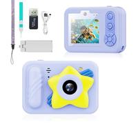MRUOZRUI Linda cámara impermeable para niños, video de 48 MP, 1080P, con soporte de correa para tarjeta SD de 32 GB, calcomanías y marcos divertidos, ideal para viajes, natación, esnórquel, para niñas