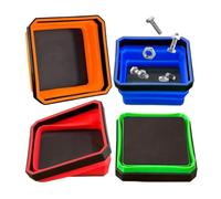 MRVAKDYDI Bandeja de Piezas magnéticas Plegable de PVC | Garaje de reparación de automóviles multicolor: Organizador magnético plegable for tornillos, tuercas, pernos, arandelas(Red)