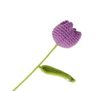 MRVAKDYDI Crochet Flower Bouquet,Flores de Punto, Crochet Knitted Tulip Artificial Flowers Bouquet Multicolor 54 Pcs(6pcs Purple)